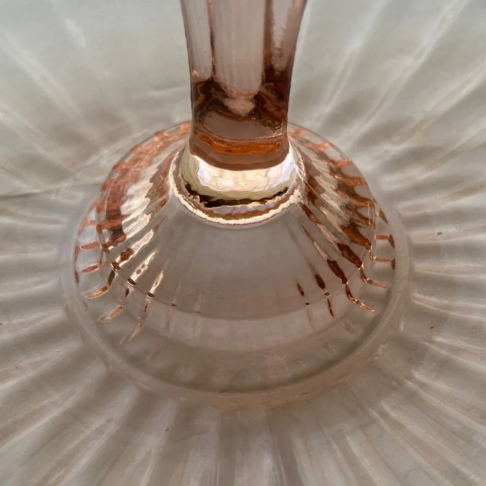 ANCHOR HOCKING Vintage Pink Glass Serving Candy Trinket Dish 4 inches Tall